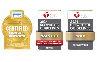 Three awards from DNV and the American Heart Association. Each award designates Lexington Health as the Primary Plus Stroke Center and with gold designations for strokes and resuscitations.