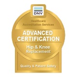 The DNV Hip and Knee Replacement Program Certification logo from Det Norske Veritas.