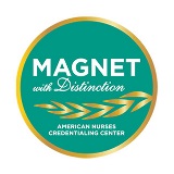 The Magnet with Distinction logo from the American Nurses Credentialing Center.